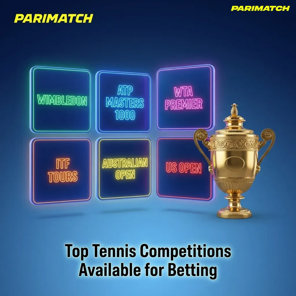 Tennis Grand Slams and major tournaments including Australian Open, Wimbledon, French Open, and US Open for betting — Parimatch in India