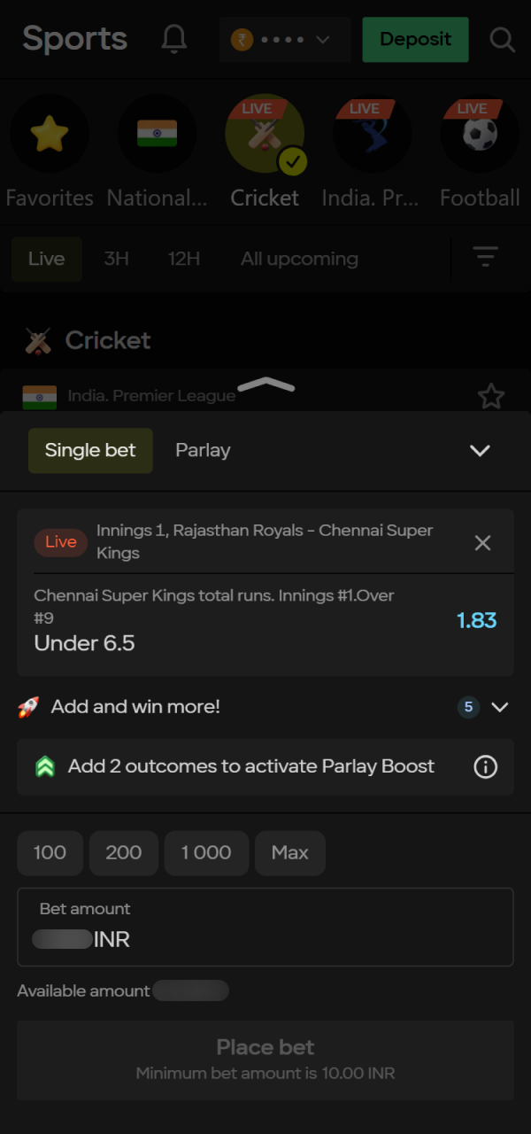 Confirm your winning prediction on the official Parimatch Cricket slip.