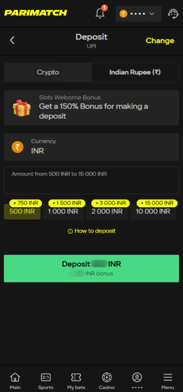 Top up your balance to bet on the next Parimatch JetX flight.