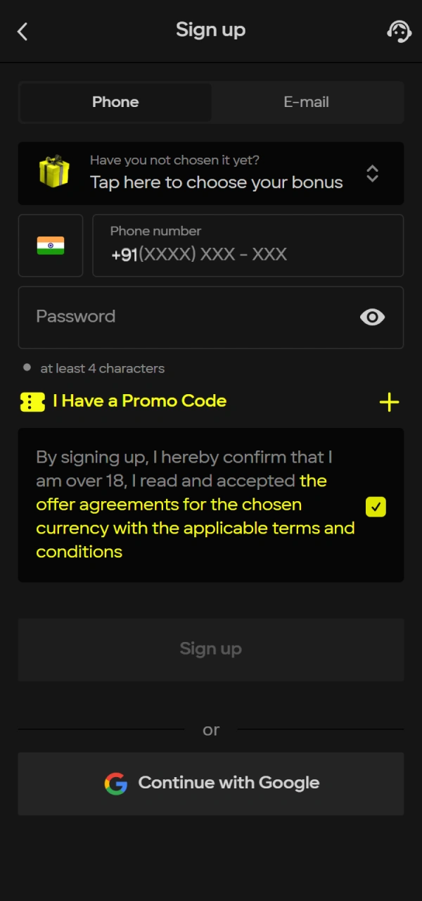 Sign up now to access the official Parimatch Vortex game in India.