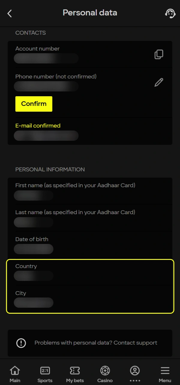 Provide residency documents for the Parimatch Account Verification process.