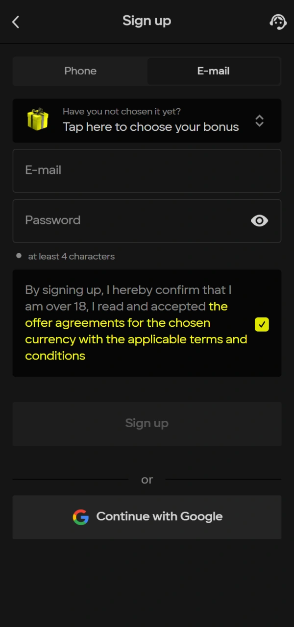 Sign up to access all available Parimatch Sport betting markets.
